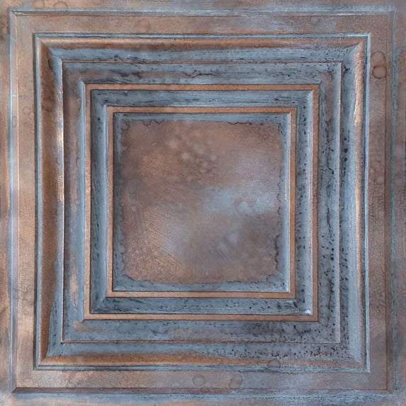 DCT05-Washington Square 2 ft. x 2 ft. PVC Glue-up or Lay-in Ceiling Tile in Weathered Copper (200 Sq.ft / Pack) - 50 Pieces
