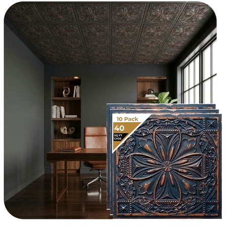 DCT10-Milan 2 ft. x 2 ft. PVC Glue-up or Lay-in Ceiling Tile in Graphite Gold (40 Sq.ft / Pack) - 10 Pieces