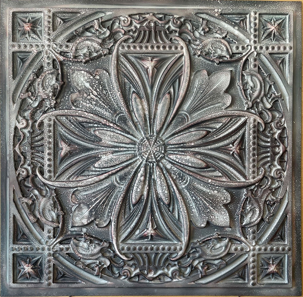 Milan 24'' x 24'' Reclaimed Tin Textured PVC Ceiling Tile