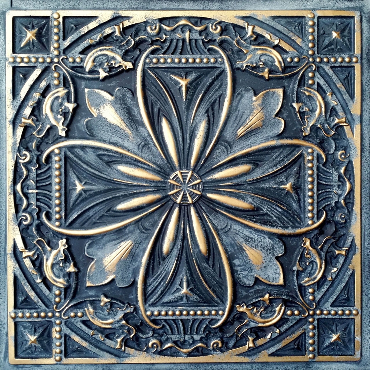 Milan Smoked Gold 2' x 2' PVC Faux Tin Ceiling Tile