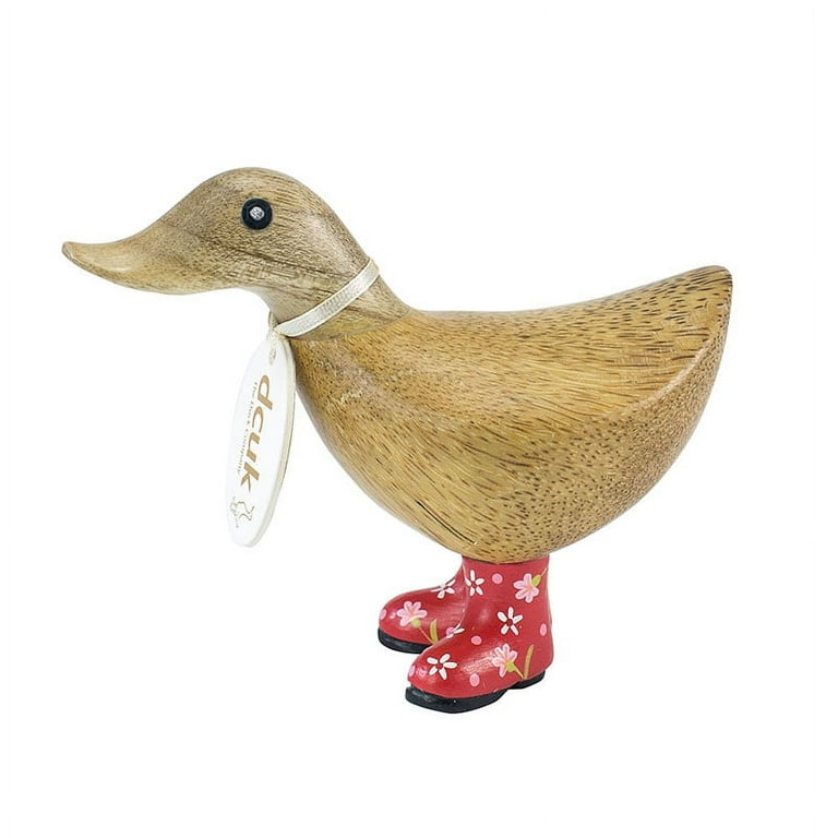 DCUK The Duck Company Natural Welly Ducky Red Floral Boots Small