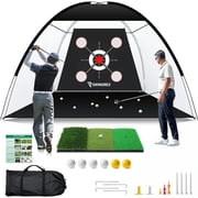 SwingRex 10x7FT Golf Practice Net with Mat & Target – Backyard Driving & Chipping Aid