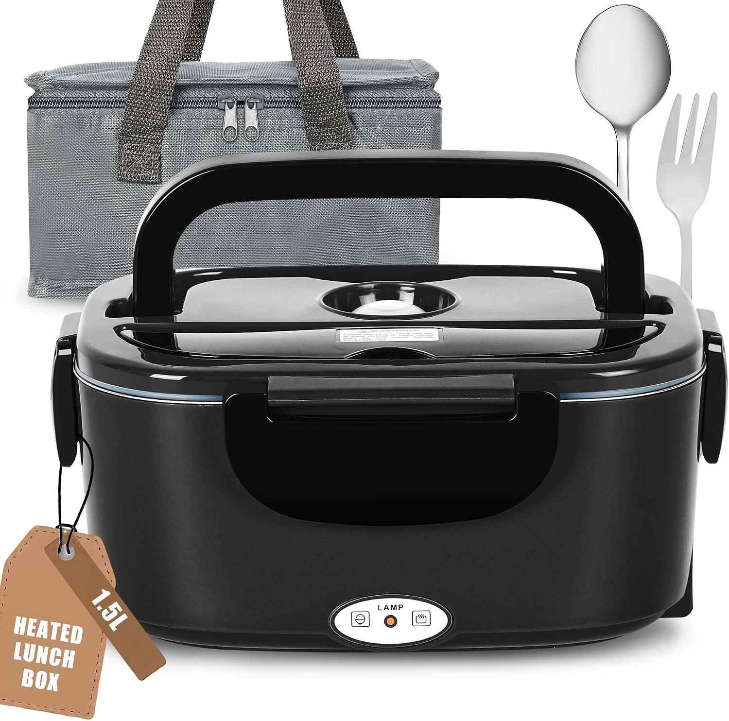 DCUTIE Electric Lunch Box, 1.5L Safe Food Warmer for Rice and Meals, Leakproof