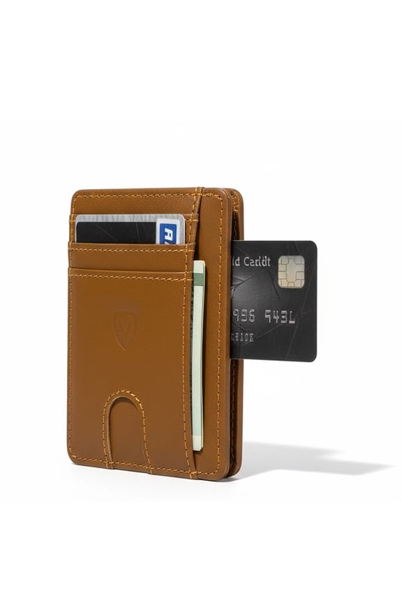 Slim Wallet Front Pocket Minimalist Leather RFID Blocking Medium Size