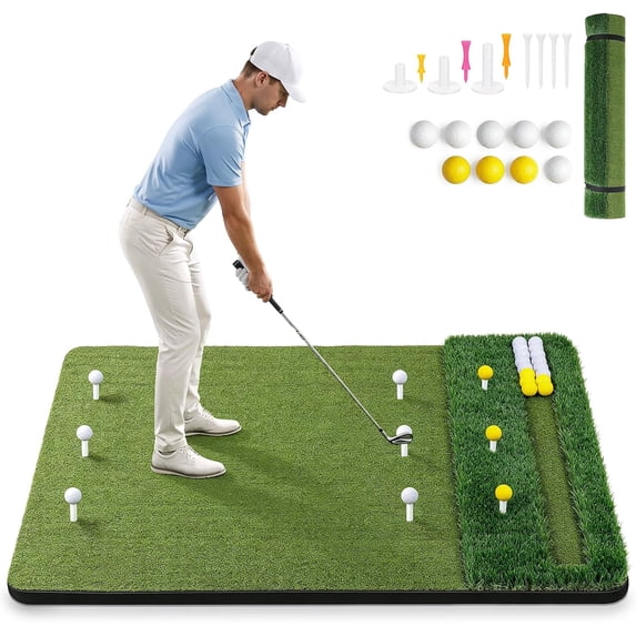 SwingRex 3-in-1 Golf Hitting Mat Practice Turf for Indoor Outdoor Swing Chipping Putting