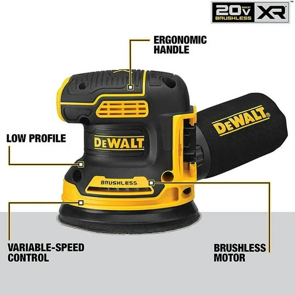 DCW210 Brushless Orbital Sander 20V MAX Lithium 5Inch Handheld Vibration Polishing Power Tools Excluding Battery and Charger
