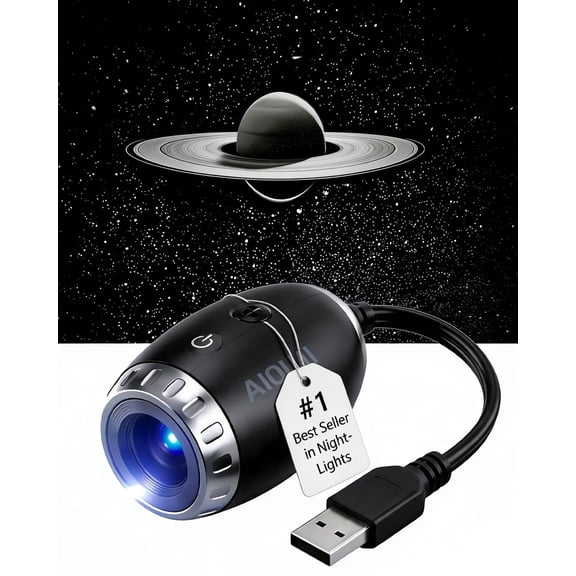 DCWNF 2-in-1 Galaxy Projector Night Light, USB Stars Space Starry Sky Projector Lamp LED Starlights Projection Portable Adjustable for Bedroom Adults Car Roof Interior Ceiling