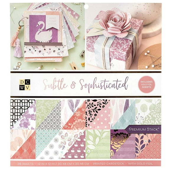 DCWV Double-Sided Cardstock Stack 12"X12" 36/Pkg-Subtle & Sophisticated, W/Gold Foil