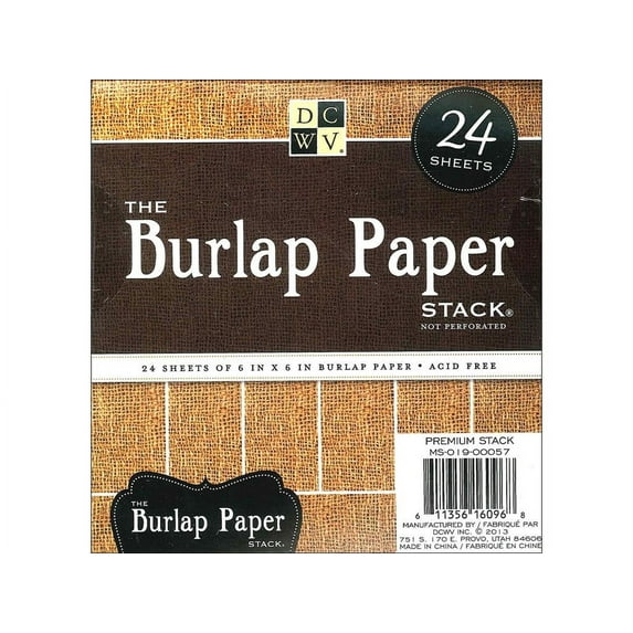 DCWV DieCuts Stack Burlap Card Stock, 6x6, 24 Sheets