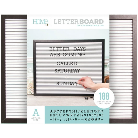 DCWV Framed Letterboard 20"X16" Black W/White Insert