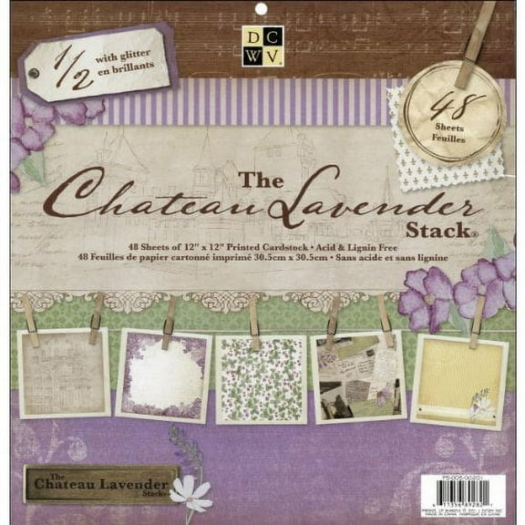 DCWV Single-Sided Cardstock Stack 12"X12" 48/Pkg-Chateau Lavender, 24 Designs/2 Each
