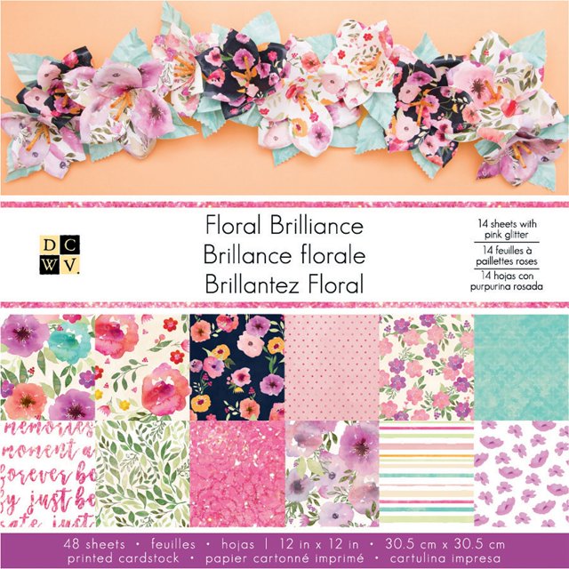 DCWV SingleSided Cardstock Stack 12"X12" 48/PkgFloral Brilliance, 12