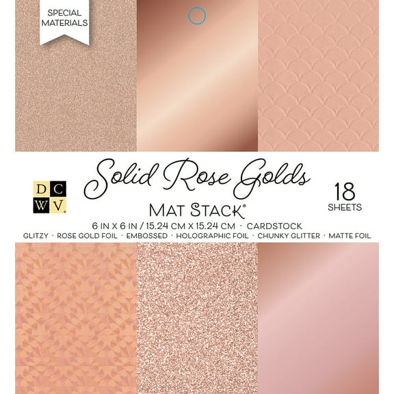 DCWV Single-Sided Cardstock Stack 6"X6" 18/Pkg-Solid Rose Golds W/Specialty Finishes