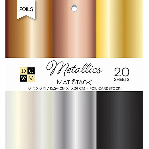 DCWV Single-Sided Cardstock Stack 6"X6" 20/Pkg-Metallics Foil Solid