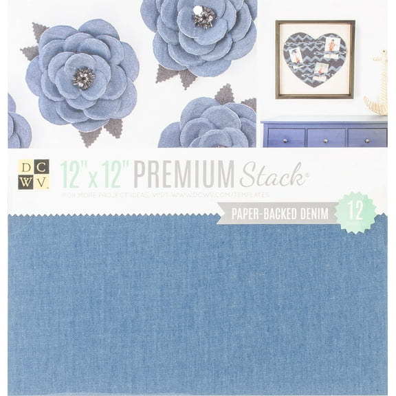 DCWV Single-Sided Specialty Stack 12"X12" 12/Pkg Paper Backed Denim Fabric
