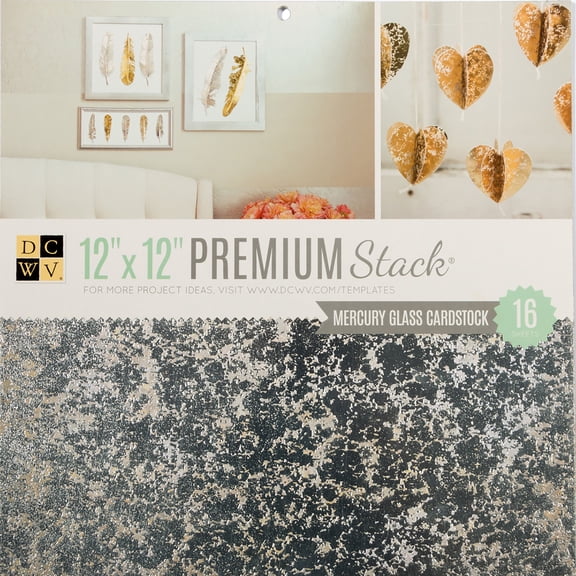DCWV Single-Sided Specialty Stack 12"X12" 16/Pkg Mercury Glass Foil