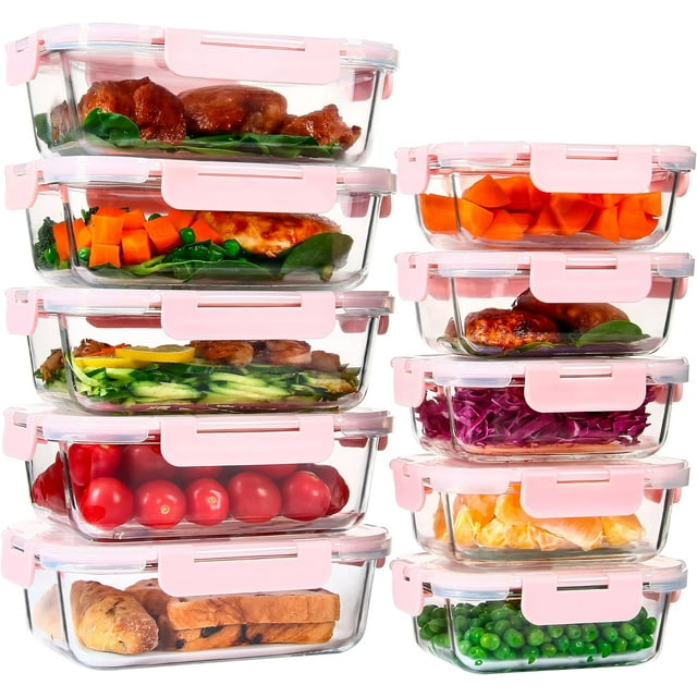 DCX 10 PACK Glass Food Storage Containers with Lids, Glass Airtight ...
