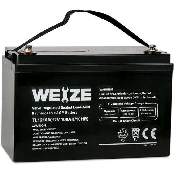 DCYP Deep Cycle AGM 12 Volt 100Ah Battery, Maintenance-Free, 3% Self-Discharge Rate, 1150A Max Discharge Current, Perfect for RV, Solar, Trolling Motor, Wind, Marine, Camping and Off-Grid System