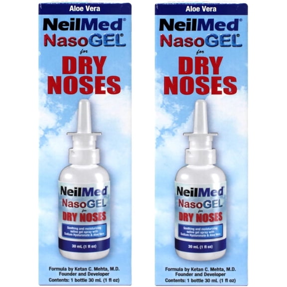 NeilMed NasoGel Nasal Gel Spray for Dry Noses, Aloe Vera Formula, 1 fl oz Bottle (Pack of 2)