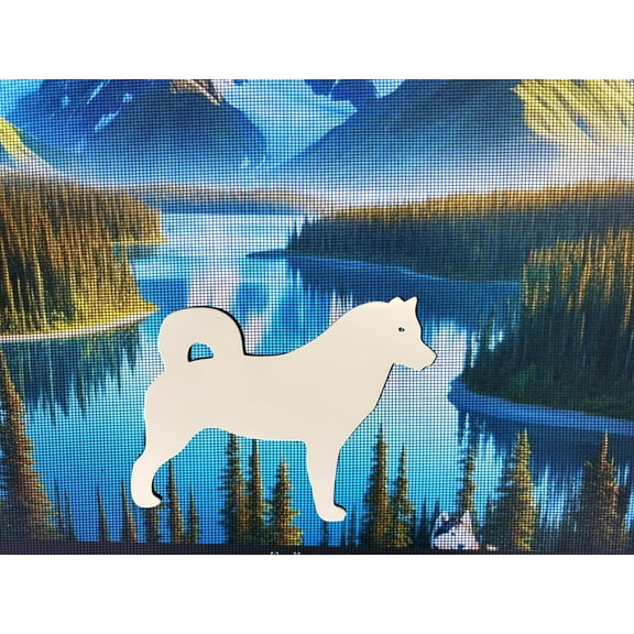 DCentral® Husky Dog Flexible Vinyl Safety Screen Magnets: Double-Sided. White-Easier to See Day & Night. Decorative. Helps Stop Walking into Screens, for Non-RETRACTABLES, Size W 6" x L 4.5"