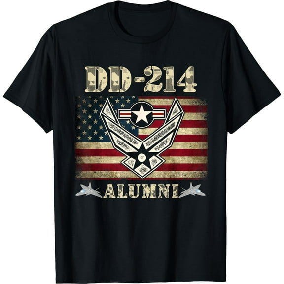 DD-214 Alumni Air Force Military Veteran American Flag USAF T-Shirt