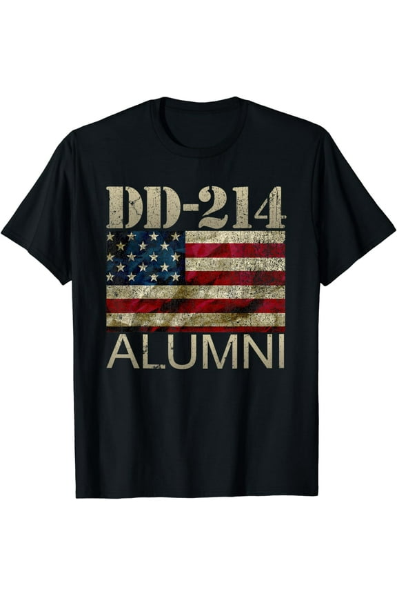 DD-214 Alumni Military Veteran Vintage American Flag T-Shirt