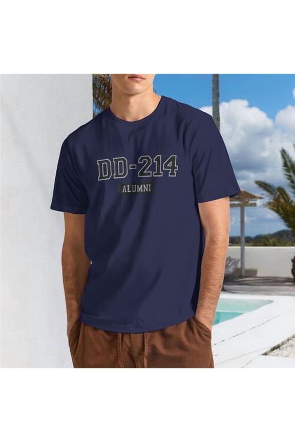 DD-214 Alumni T-Shirt Veteran DD-214 Alumni US Military Veteran Retired DD-214 T-Shirt for Men Dark Blue XXL-Size