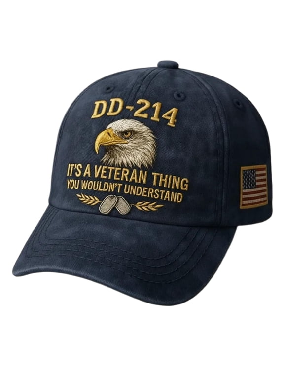 DD-214 Army Veteran Cap, Patriotic Embroidered Baseball Cap for Men Women, Adjustable Size US Military Veteran Gift, Outdoor Hiking Golf Hat,Navy