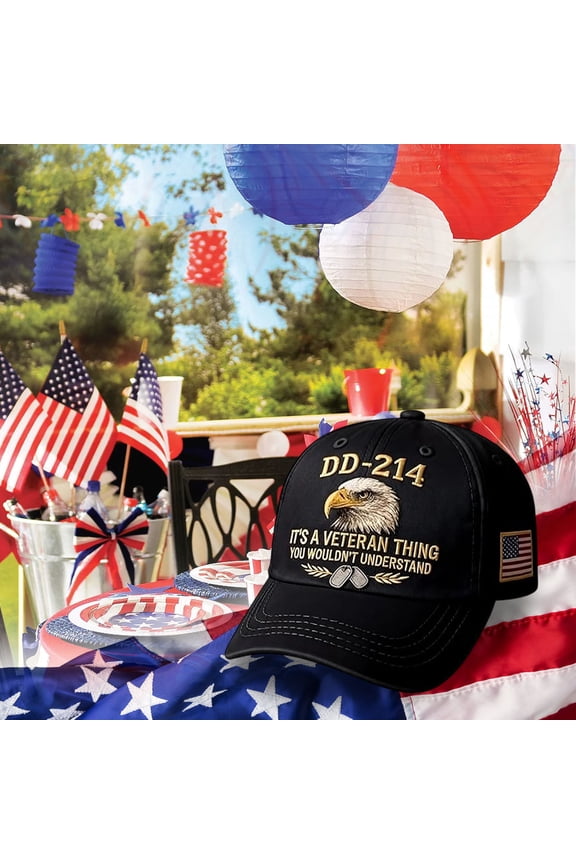 DD-214 Army Veteran Hat - Embroidered Patriotic Baseball Cap,Commemorative Coin Set,Military Service Baseball Cap For Men Patriotic Day Gifts