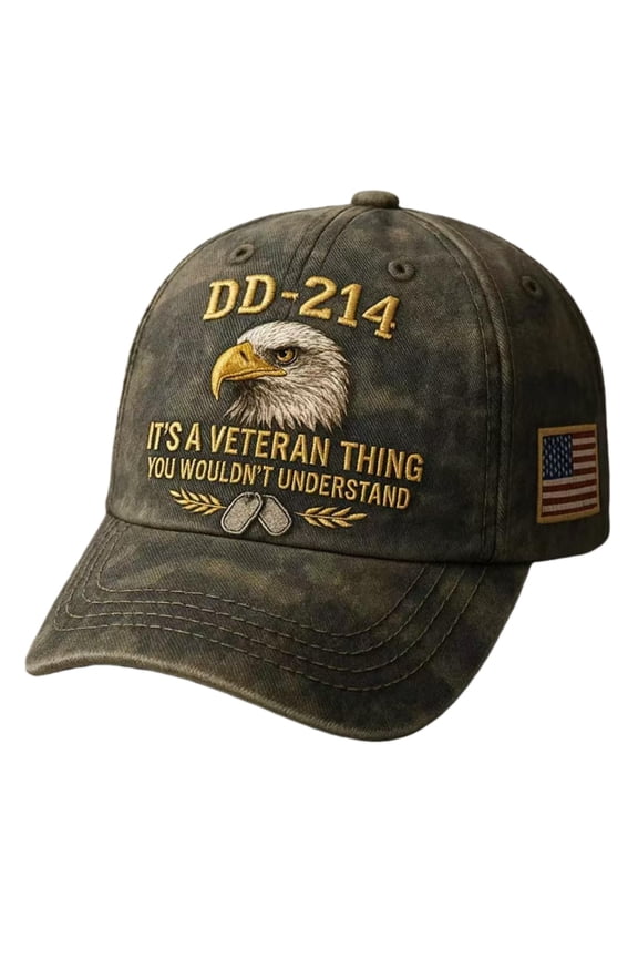 DD-214 Army Veteran Hat, Embroidered Patriotic Baseball Cap, Patriotic Veteran Day Gifts for Retired Soldiers(1PC,Green)