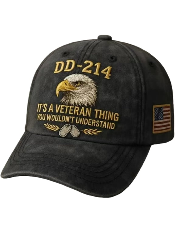 DD-214 Army Veteran Hat, Embroidered Patriotic Baseball Cap, Patriotic Veteran Day Gifts for Retired Soldiers