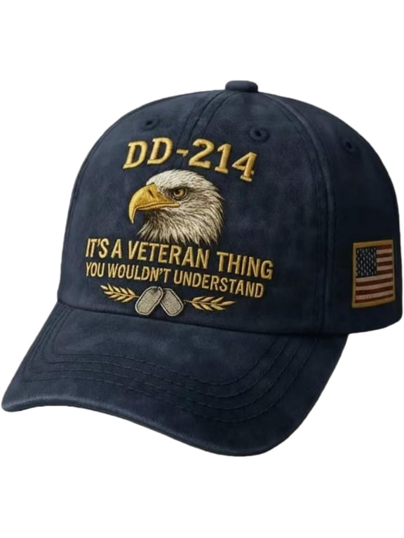 DD-214 Army Veteran Hat, Embroidered Patriotic Baseball Cap, Patriotic Veteran Day Gifts for Retired Soldiers