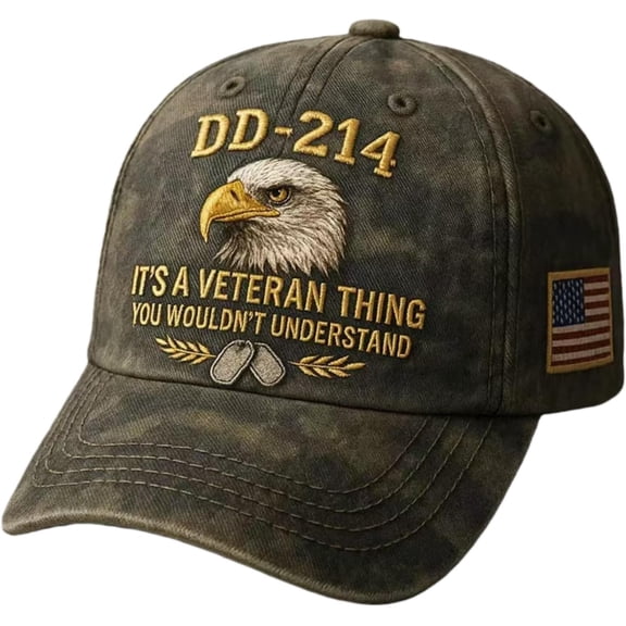 DD-214 Army Veteran Hat, Embroidered Patriotic Baseball Cap, Patriotic Veteran Day Gifts for Retired Soldiers