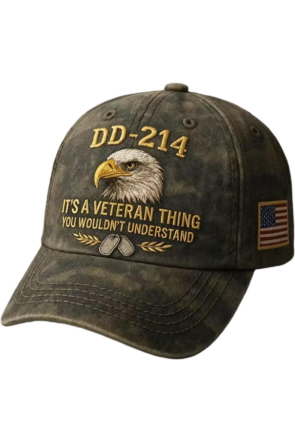 DD-214 Army Veteran Hat, Embroidered Patriotic Baseball Cap, Patriotic Veteran Day Gifts for Retired Soldiers