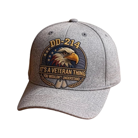 DD-214 Military Baseball Cap, Veteran Pride Adjustable Patrol Cap, Olive Green with Eagle Printed Pattern, Patriotic Veteran Day Gifts for Retired Soldiers (Gray)