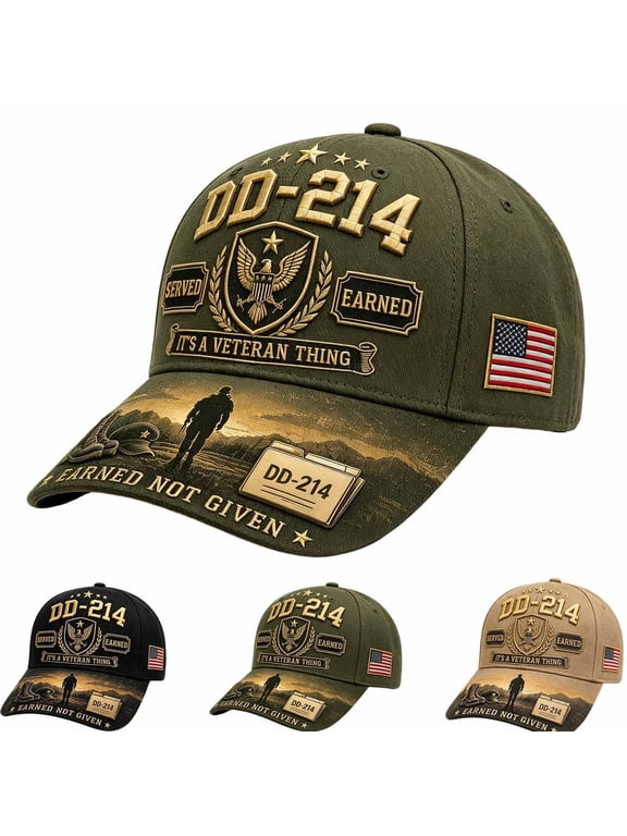 DD-214 Served Earned Commemorative Cap, DD-214 Patriotic Adjustable Veteran Baseball Cap