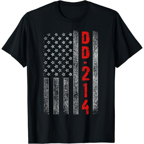 DD-214 US Alumni American Flag Vintage Veteran Patriotic T-Shirt
