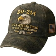 DD-214 Veteran Army Baseball Cap - Adjustable Embroidered Eagle Patriotic Hat - Perfect Veterans Day Gift for Soldiers