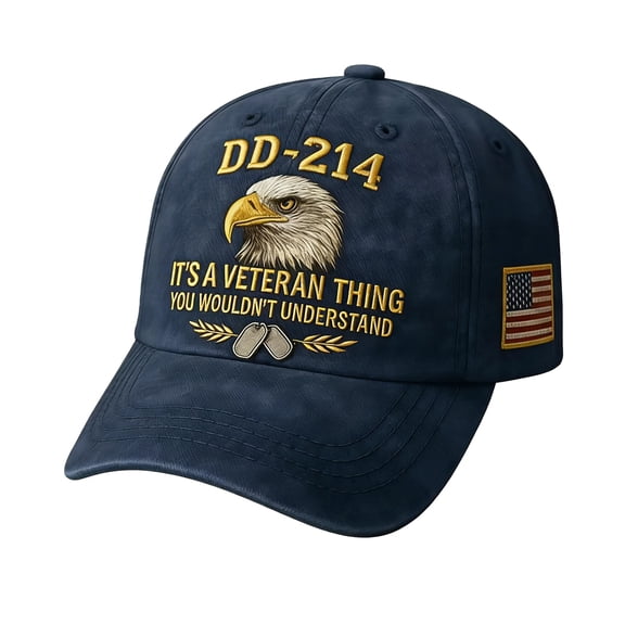 DD-214 Veteran Baseball Cap - Embroidered Eagle Patriotic Hat - Perfect Veterans Day Gift for Retired Soldiers