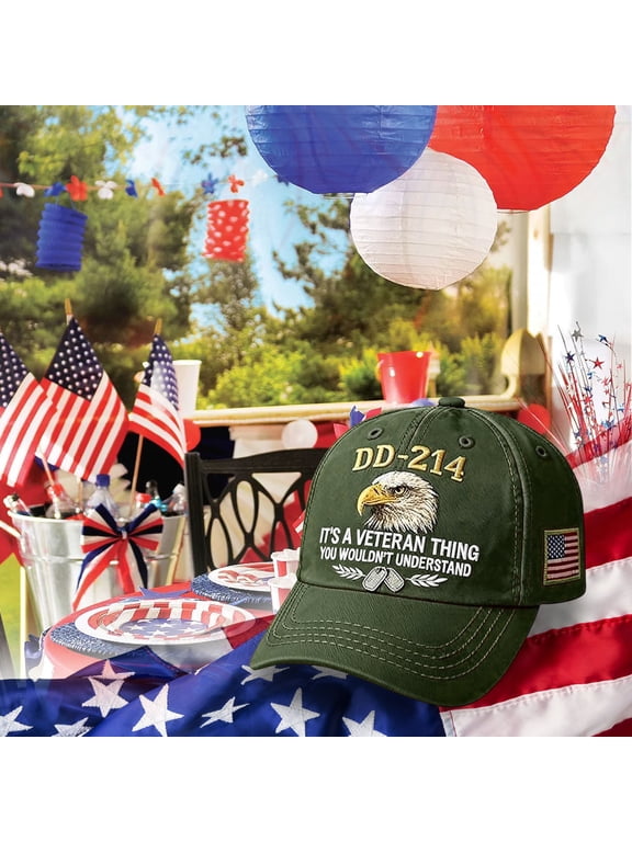 DD-214 Veteran Baseball Cap for Men,Patriotic Eagle Embroidered Military Service Hat with American Flag ,Adjustable Breathable Cotton Cap,for Independence Day,Retired Soldier Gifts(Olive Drab)C