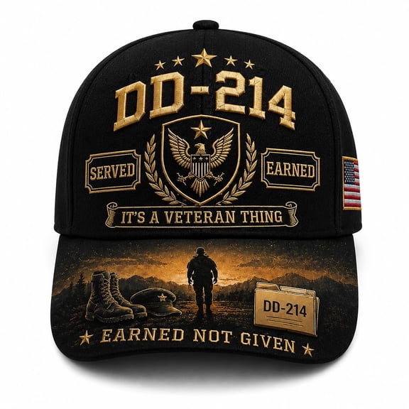 DD‑214 Veteran Hat, “Earned Not Given” Printing Cap,Patriotic American Flag Baseball Hat,Military Veteran Gift for Veterans Day