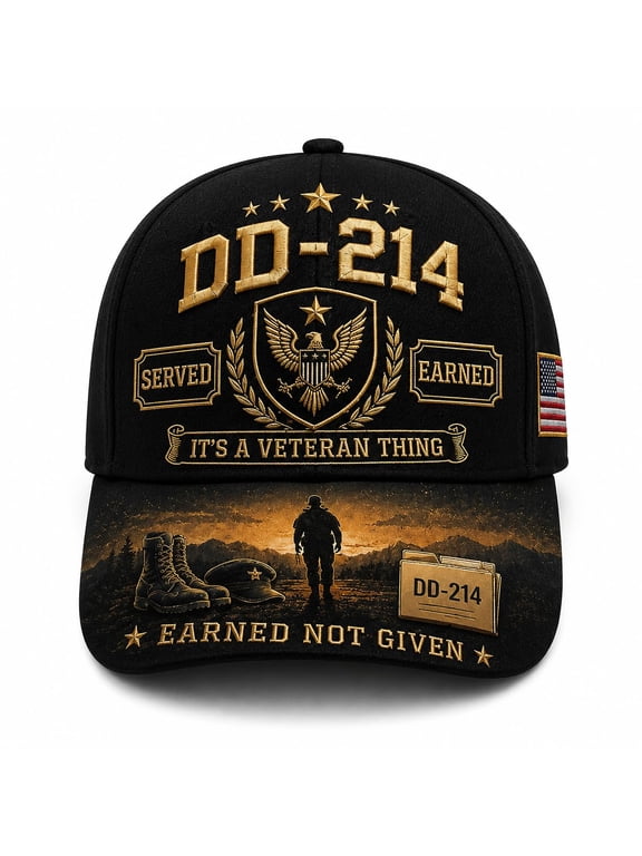 DD‑214 Veteran Hat, “Earned Not Given” Printing Cap,Patriotic American Flag Baseball Hat,Military Veteran Gift for Veterans Day