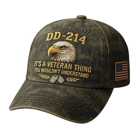 DD-214 Veteran Hat with Eagle Embroidered Men Patriotic Day Adjustable Baseball Cap Idea Gifts for Dad Boyfriend