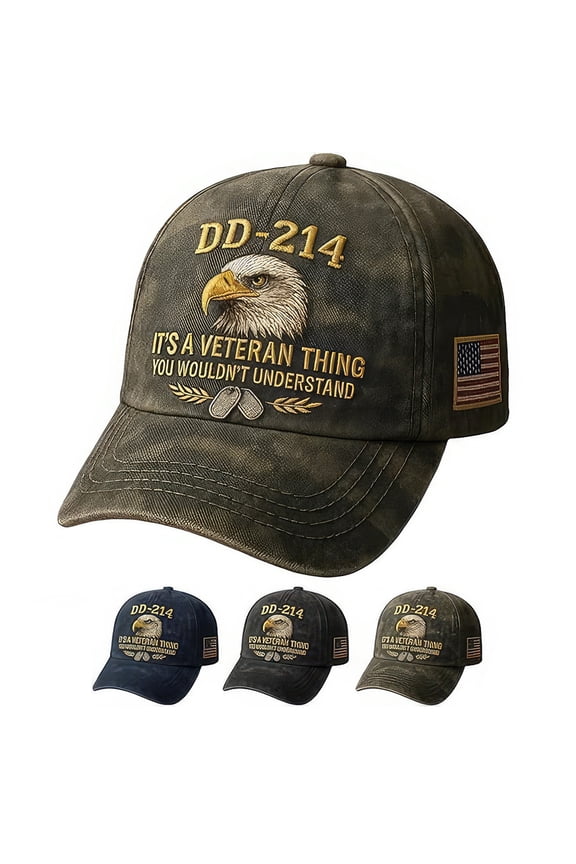 DD-214 Veteran Hats for Men DD214 Cap Military-Service Patriotic Veteran Day Gifts for Retired Soldiers
