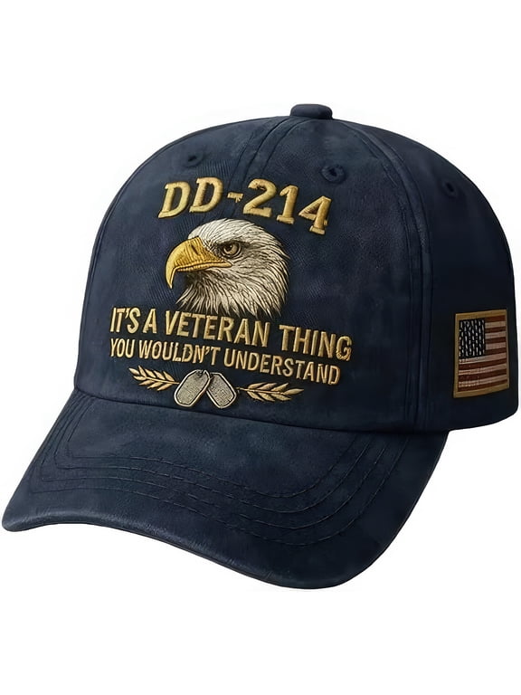 DD-214 Veteran Hats for Men DD214 Cap Military-Service Patriotic Veteran Day Gifts for Retired Soldiers