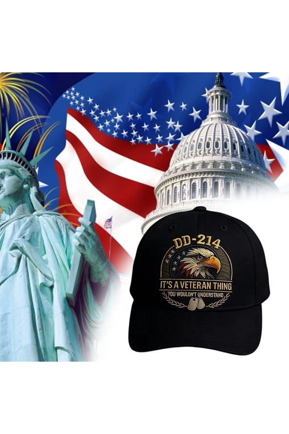 DD 214 Veterans' Matter Hat, Military Service Baseball Cap for Men, Patriotic Veteran Day Gifts for Retired Soldiers, Adjustable Baseball Cap