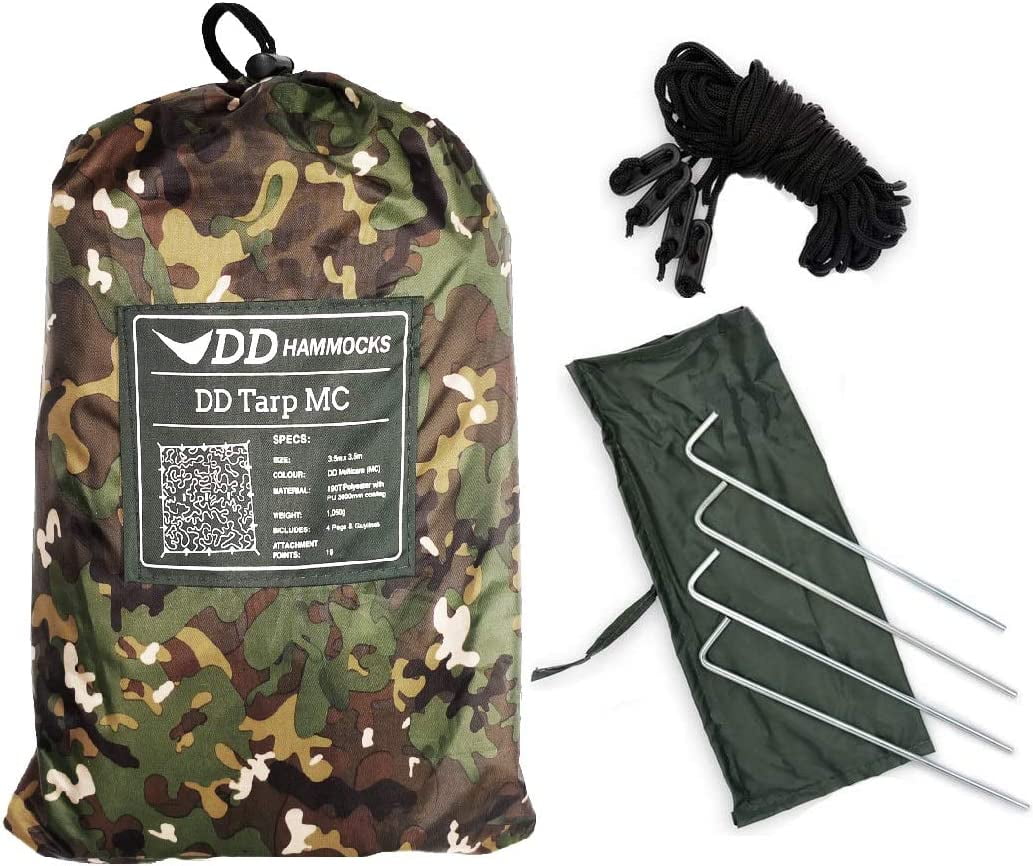 Bâche DD Tarp 3.5x3.5m - Camouflage Multicam - Imperméable 3000mm - Pour Camping, Hamac, Abri