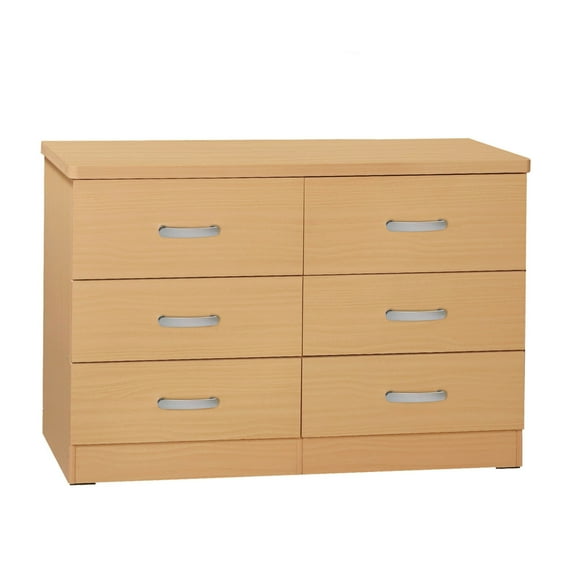 DD & PAM 6 Drawer Engineered Wood Bedroom Dresser - Beech