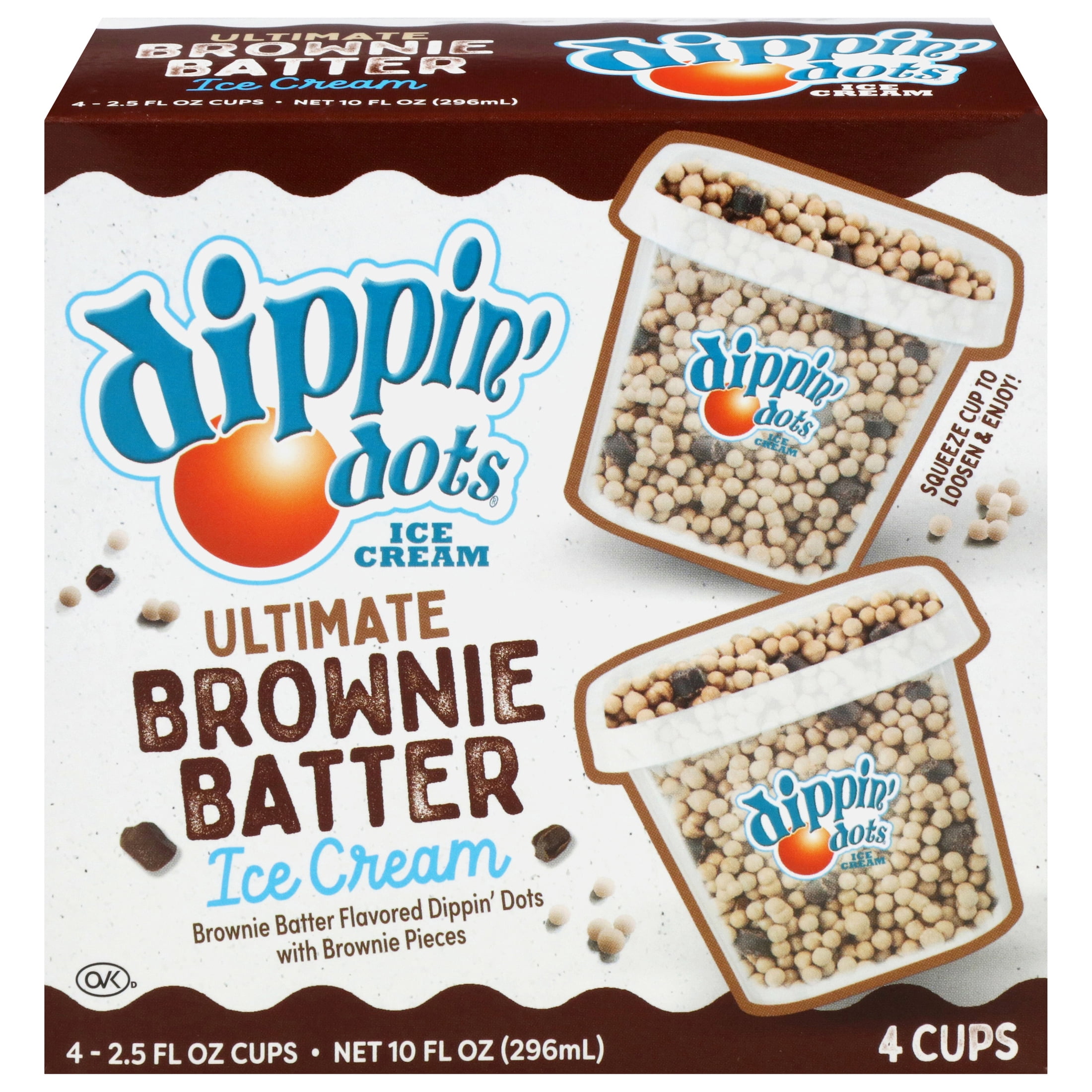 Dippin' Dots Ultimate Brownie Batter Ice Cream 4 - 2.5 fl oz Cups