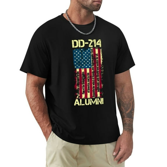 DD214 Alumni Sharp Men's Cotton Short Sleeve HD Print Tee for Casual T-Shirt Crew Neck Top Black L